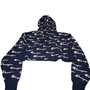 Champion Reverse Weave Navy Cropped Hoodie Women’s Size Medium